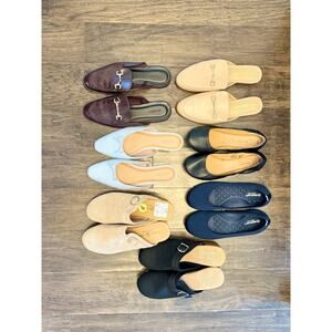 Seven pairs of Size 8 Shoes - flats and mules